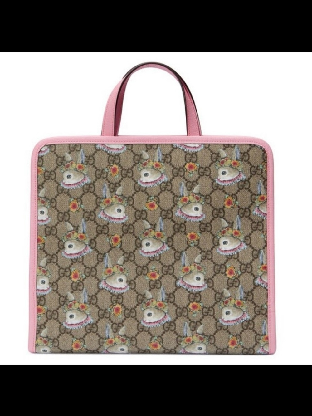 Authentic Gucci x Yuko Higuchi Children’s GG Supreme Rabbit Tote Bag Pink 605614